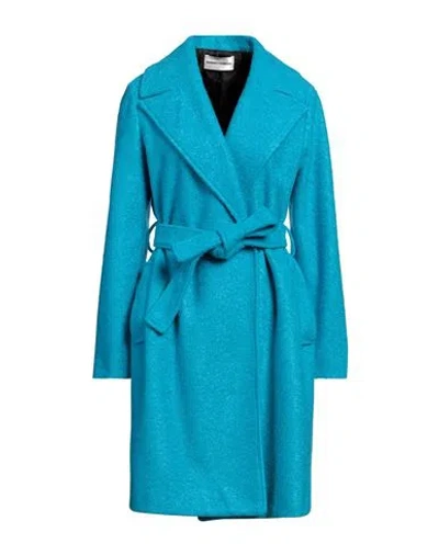 Sandro Ferrone Woman Coat Turquoise Size L Polyester In Blue