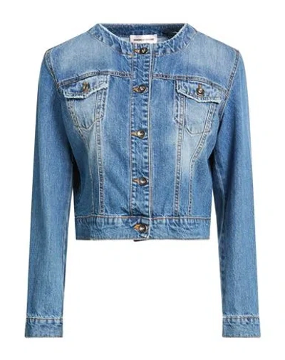Sandro Ferrone Woman Denim Outerwear Blue Size 8 Cotton