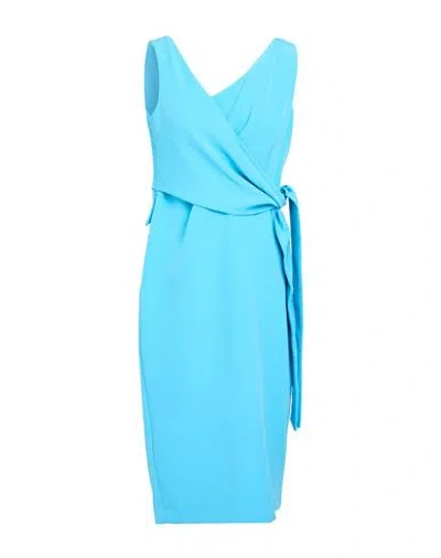 Sandro Ferrone Woman Midi Dress Light Blue Size 8 Polyester, Elastane