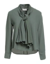 Sandro Ferrone Woman Shirt Military Green Size 6 Polyester In Gray