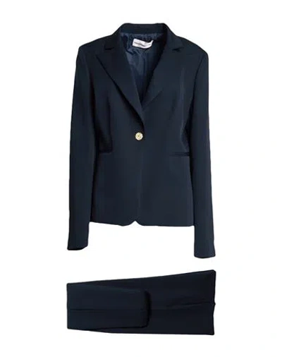 Sandro Ferrone Woman Suit Midnight Blue Size 10 Polyester, Elastane