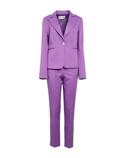 Sandro Ferrone Woman Suit Purple Size 6 Polyester, Elastane