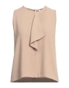 Sandro Ferrone Woman Top Beige Size M Polyester, Elastane