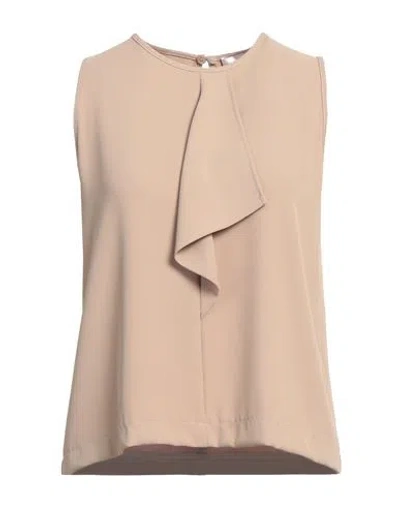 Sandro Ferrone Woman Top Beige Size M Polyester, Elastane In Beige