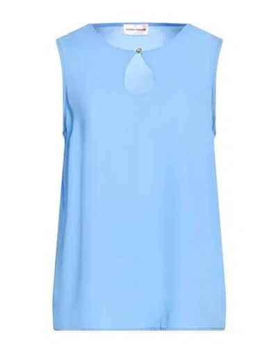 Sandro Ferrone Woman Top Sky Blue Size M Polyester