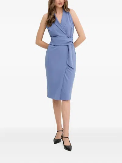 Sandro Ferrone Wrap-design Midi Dress In Blue