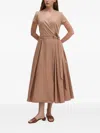 Sandro Ferrone Wrap-front Belted Midi Dress In Brown