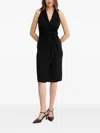 Sandro Ferrone Wrap-neck Sleeveless Midi Dress In Black