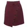 Sandro Fiji Asymmetric Decorative-button Skirt In Burgundy Viscose In Red