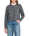Sandro Fine Knit Cardigan In Gray