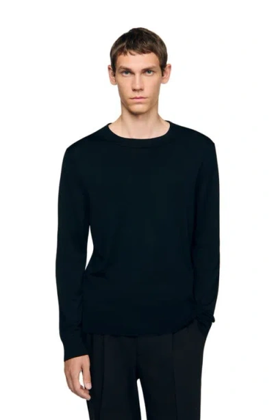 Sandro Fine Knit Sweater In Black