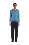 Sandro Mens Blue Office Crewneck Fine-knit Jumper In Blue