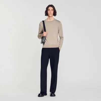 Sandro Fine Knit Sweater In Neutral