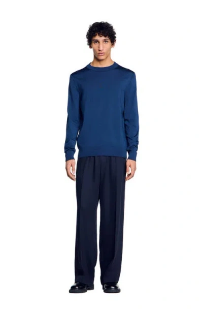 Sandro Fine Knit Sweater In Royal Blue