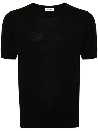 Sandro Fine-knit T-shirt In Black