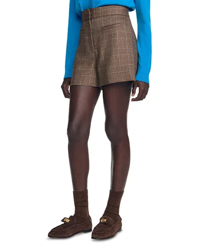 Sandro Finn Wool Shorts In Brown