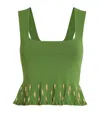 Sandro Womens Verts Fish-embellished Square-neck Knitted Top In Green