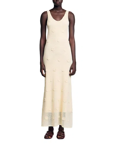 SANDRO FISH NET SLEEVELESS MAXI DRESS