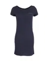 Sandro Fitted Dress In Navy Blue Viscose In Blue