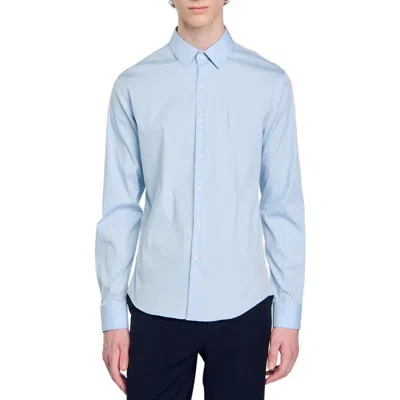 Sandro Fitted Stretch Cotton Shirt In Sky Blue