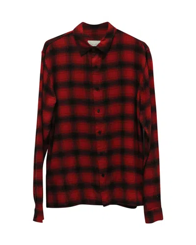 Sandro Flannel Plaid Shirt In Red Cotton