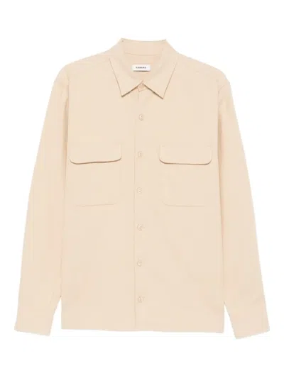 Sandro Flap-pockets Cotton Shirt In Neutral