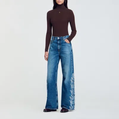 Sandro Flared Flame Jeans In Blue
