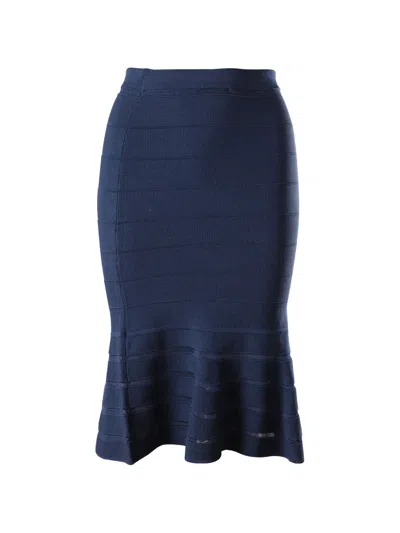 Pre-owned Sandro Flared-hem Knitted Skirt In Blue