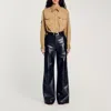 Sandro Flared Leather Trousers In Black