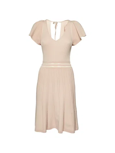 Pre-owned Sandro Flared Midi Dress In Neutral