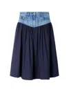 Sandro Mixed-material Maxi Skirt In Blue