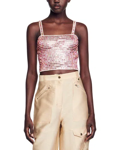 Sandro Flashy Sweater In Pink