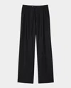 Sandro Womens  Embellished Straight-leg Wool Trousers In Dark Grey