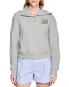 Sandro Embroidered Split Neck Sweatshirt In Gray