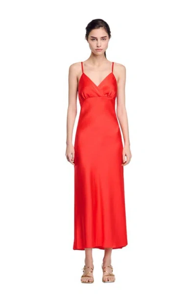 Sandro Floaty Dress With Straps In Poppy