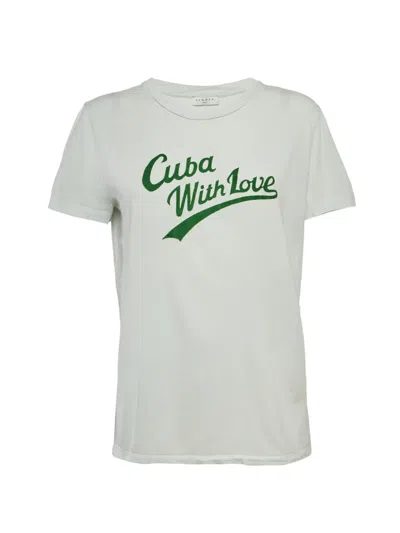 Pre-owned Sandro Flocked Jersey T-shirt In White