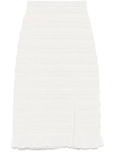 Sandro Floral-appliqué Midi Skirt In Neutrals