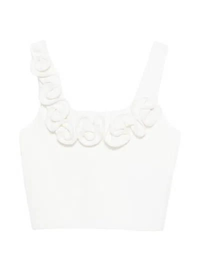 Sandro Floral-appliqué Top In White
