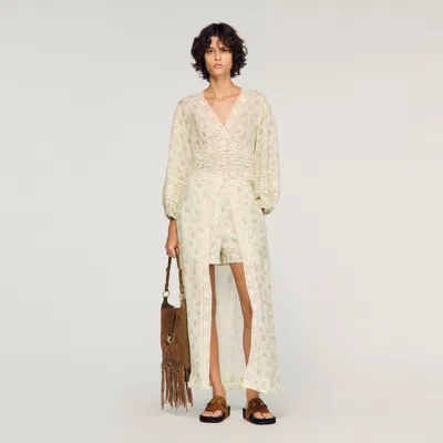 Sandro Floral Crop Top In White