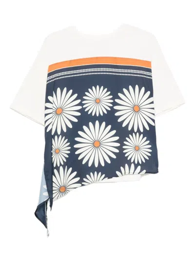 Sandro Floral-detail Panel Top In Blue