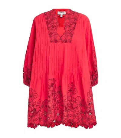 SANDRO FLORAL-EMBROIDERED MINI DRESS