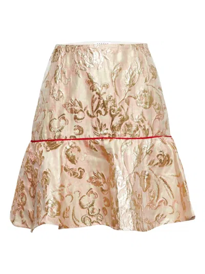 Pre-owned Sandro Floral-embroidered Mini Skirt In Pink
