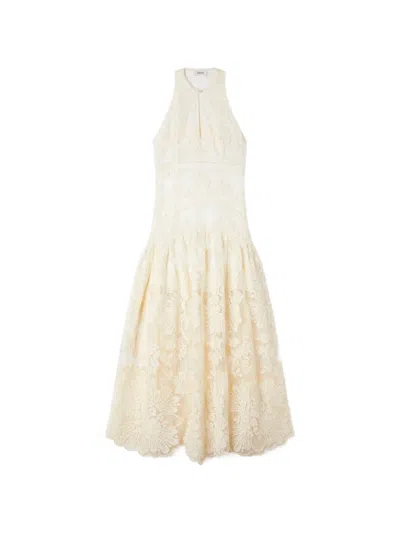 Sandro Floral Halter Dress In Neutral