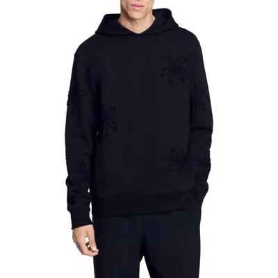 Sandro Floral Hoodie In Black