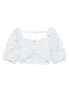 Sandro Roseraie Embroidered Floral Crop Top In White