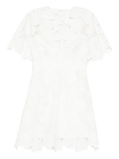 Sandro Floral Lace Mini Dress In White