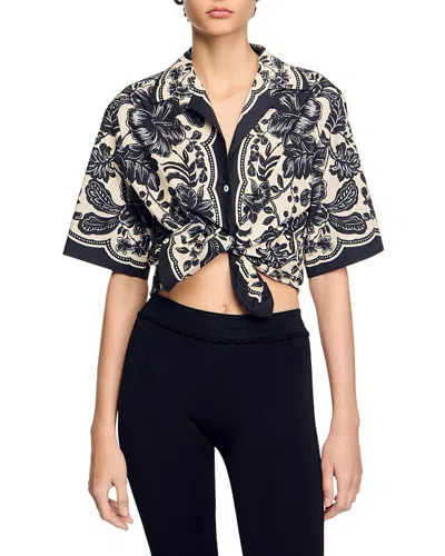 SANDRO FLORAL MOTIF SHIRT