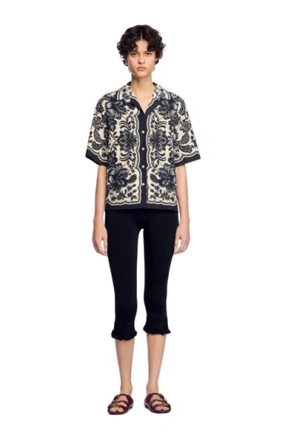 Sandro Floral Motif Shirt In Naturels