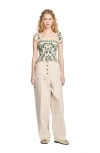 Sandro Floral Motif Smocked Top In Multi
