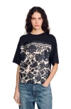 Sandro Floral Motif T-shirt In Black